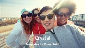  Presentation with tourism selfie - Slides with wide angle - tourism travel people leisure background and a seafoam green colored foreground