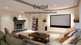  Presentation with theater - Colorful PPT theme enhanced with wide angle of theater room backdrop and a coral colored foreground