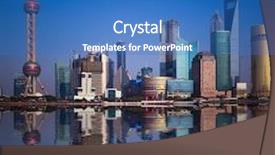  Presentation with low angle view of volleyball - Presentation theme with wide angle view of shanghai background and a teal colored foreground