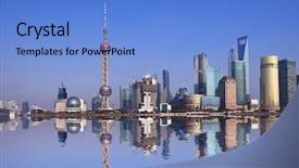  Presentation with low angle view of hockey - Slide deck consisting of wide angle view of shanghai background and a light blue colored foreground