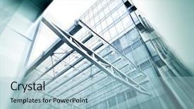  Presentation with high rise building - PPT theme enhanced with wide angle view to steel background and a light blue colored foreground