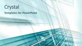  Presentation with high rise building - Presentation theme having wide angle view to steel background and a cool aqua colored foreground