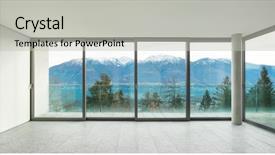  Presentation with wide - Presentation theme enhanced with wide apartment room with window background and a light gray colored foreground
