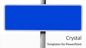  Presentation with blue aged wood sign - Presentation theme having wide blue blank sign isolated background and a white colored foreground