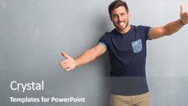  Presentation with grey - Presentation theme having wide body - handsome young man over grey background and a gray colored foreground