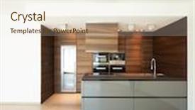  Presentation with kitchen appliance - Theme with wide brown kitchen electrical modern appliance background and a sky blue colored foreground