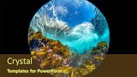  Presentation with blue water - Presentation with wide-circular-fisheye-perspective background and a tawny brown colored foreground