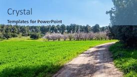  Presentation with february - Theme having wide-dirt-road-crosses background and a light blue colored foreground