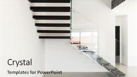  Presentation with living room - Slide deck featuring wide empty living room interior background and a light gray colored foreground