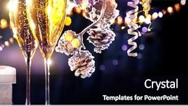  Presentation with new year - Amazing PPT theme having wide foramt - christmas and new year champagne backdrop and a black colored foreground