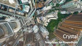  Presentation with office buildings - Cool new theme with wide ladder - high skyscrapers office buildings roofs backdrop and a tawny brown colored foreground