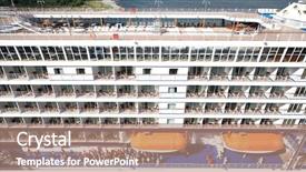  Presentation with port cargo crane ship - Cool new theme with wide ladder - people on board ship backdrop and a  colored foreground