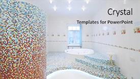  Presentation with clean - Presentation theme having wide ladder - round clean jacuzzi and stairs background and a sky blue colored foreground