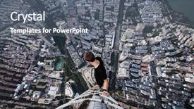  Presentation with hong kong china - Theme with wide ladder - skyscrapers buildings roofs roofer background and a gray colored foreground