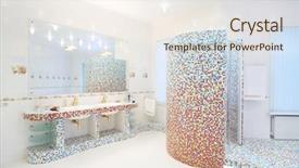  Presentation with tiles - Slides consisting of wide ladder - two sinks and shower unit background and a sky blue colored foreground