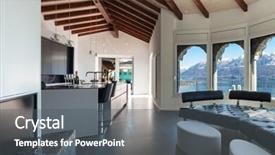  Presentation with world wide web in canada - Colorful PPT layouts enhanced with wide living room kitchen view backdrop and a dark gray colored foreground