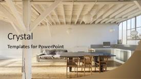  Presentation with wide - Presentation theme featuring wide loft beams and wooden background and a mint green colored foreground