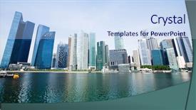  Presentation with singapore - Colorful slides enhanced with wide panorama of singapore city backdrop and a sky blue colored foreground