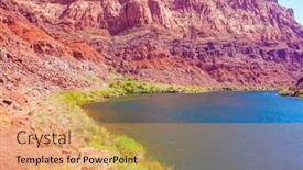  Presentation with boat tourism - Presentation theme consisting of wide-river-and-green-grass background and a yellow colored foreground