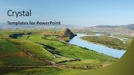  Presentation with river flowing - Beautiful presentation featuring wide river flowing near hills backdrop and a light blue colored foreground