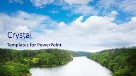  Presentation with beautiful mountains river lake sky nature - Presentation theme consisting of wide river with green coasts background and a sky blue colored foreground