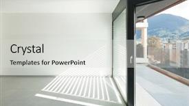  Presentation with wide - Slide deck enhanced with wide room with windows tile background and a light gray colored foreground