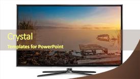  Presentation with wide - PPT theme enhanced with wide screen - 4k monitor isolated on white background and a tawny brown colored foreground