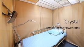  Presentation with hospital bed - PPT theme enhanced with wide screen medical - simple interior hospital room background and a coral colored foreground