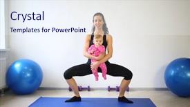  Presentation with baby - Slides consisting of wide-set legs in gym background and a sky blue colored foreground