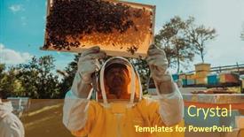 Presentation with wide - PPT theme consisting of wide-shot-of-a-beekeeper background and a red colored foreground