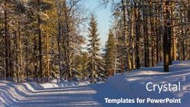  Presentation with world tourism - Cool new presentation theme with wide-snowy-road backdrop and a ocean colored foreground