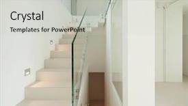  Presentation with step - PPT theme enhanced with wide step - architecture new trend design staircase background and a light gray colored foreground