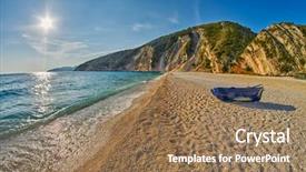  Presentation with empty old paper feather - Beautiful presentation theme featuring wide step - old abandoned fishermen boat backdrop and a coral colored foreground