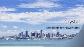  Presentation with new zealand - Theme enhanced with wide view cityscape of auckland background and a light blue colored foreground