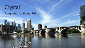  Presentation with avenue - Colorful PPT theme enhanced with 65 bridge over mississippi river backdrop and a light blue colored foreground