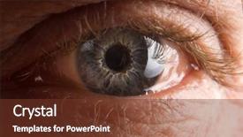  Presentation with elderly - Slides having open elderly man's eye background and a tawny brown colored foreground