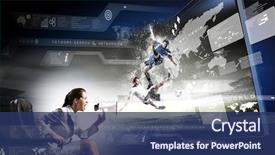  Presentation with football - Slide deck consisting of widescreen soccer - emotional woman watching football match background and a ocean colored foreground