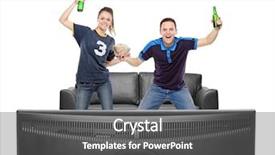  Presentation with sport - Slides having widescreen soccer - excited boy and girl watching background and a dark gray colored foreground