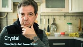  Presentation with lonely - Beautiful PPT theme featuring lonely sad middle-aged man backdrop and a wine colored foreground