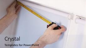  Presentation with potter hands making in clay - Cool new slide set with widthscreen - male hands making window measurements backdrop and a light blue colored foreground