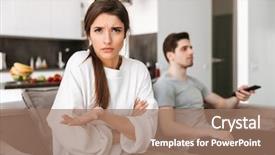  Presentation with young man and a woman - Presentation consisting of wife - portrait of a frustrated young background and a coral colored foreground