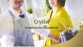  Presentation with romantic love - Colorful presentation design enhanced with wife action - attractive couple in love cooking backdrop and a yellow colored foreground