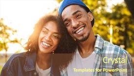  Presentation with young happy couple - Slide set with wife action - close up of a happy background and a tawny brown colored foreground
