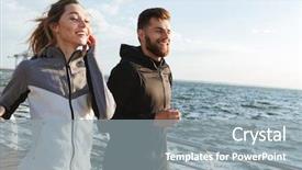  Presentation with sports injuries - Audience pleasing PPT theme consisting of wife action - happy young sports couple jogging backdrop and a gray colored foreground