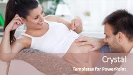  Presentation with patient and nurse holding hands - Presentation having wife and feeling the baby background and a  colored foreground