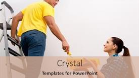  Presentation with wife - Colorful presentation design enhanced with wife-and-husband-family-doing backdrop and a coral colored foreground