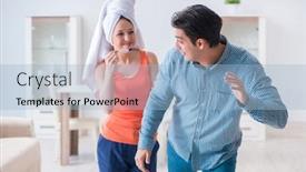  Presentation with pregnancy - Amazing PPT theme having wife-and-husband-looking backdrop and a light blue colored foreground