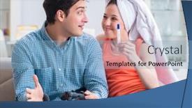  Presentation with pregnancy - Audience pleasing slide set consisting of wife and husband looking at pregnancy test backdrop and a light blue colored foreground