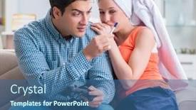  Presentation with pregnancy - Amazing PPT theme having wife-and-husband-looking backdrop and a ocean colored foreground