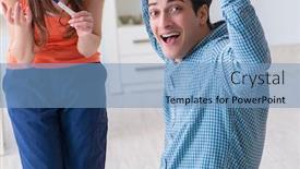  Presentation with pregnancy - Beautiful slide deck featuring wife-and-husband-looking backdrop and a teal colored foreground